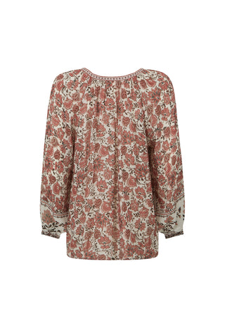 a-long-sleeve-blouse-with-a-dense-floral-and-paisley-print-in-dusty-rose-rust-red-and-beige-featuring-a-gathered-round-neckline-and-a-loose-silhouette