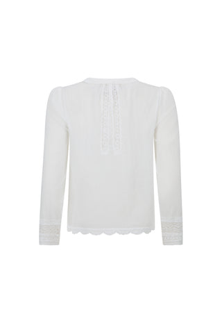 a-white-long-sleeve-blouse-with-delicate-lace-detailing-on-the-front-neckline-cuffs-and-scalloped-hem-shown-against-a-plain-white-background